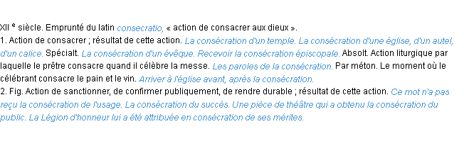 Définition consécration ACAD 1986