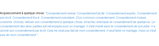 Définition consentement ACAD 1835