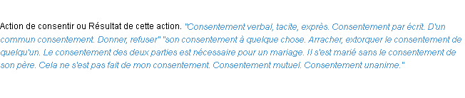 Définition consentement ACAD 1932