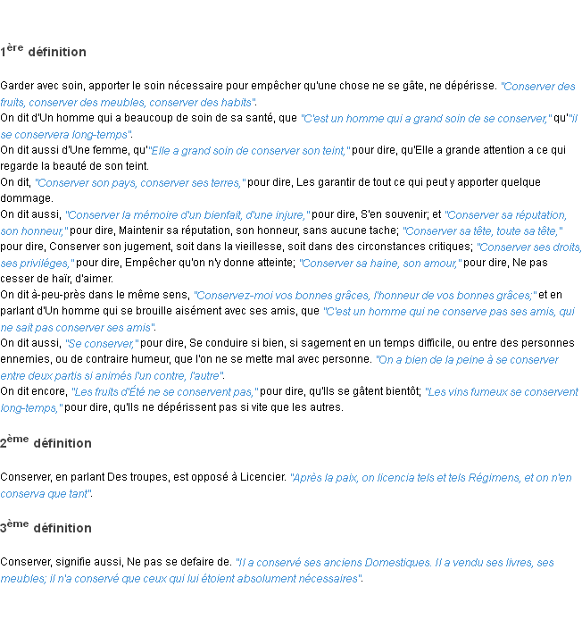 Définition conserver ACAD 1798