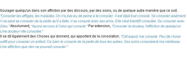 Définition consoler ACAD 1932