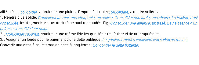 Définition consolider ACAD 1986