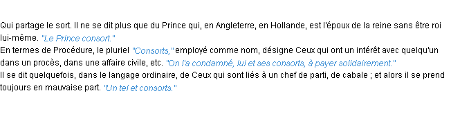 Définition consort ACAD 1932