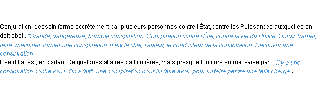 Définition conspiration ACAD 1798