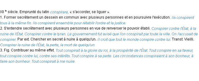 Définition conspirer ACAD 1986