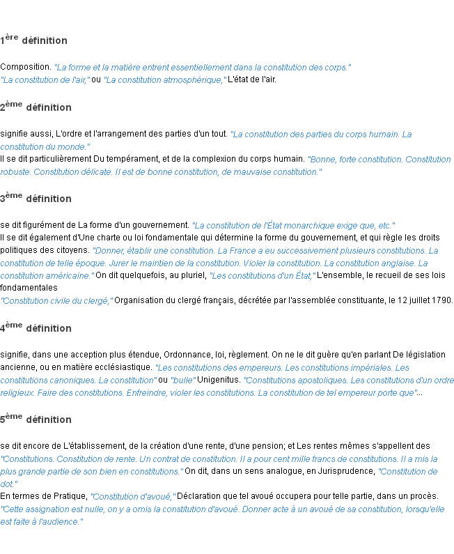 Définition constitution ACAD 1835