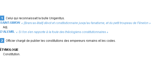 Définition constitutionnaire Emile Littré