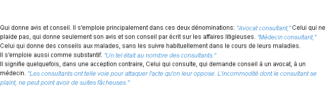 Définition consultant ACAD 1835