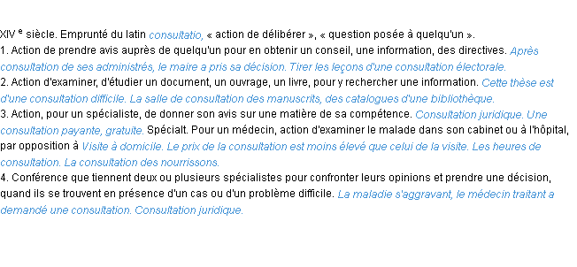 Définition consultation ACAD 1986