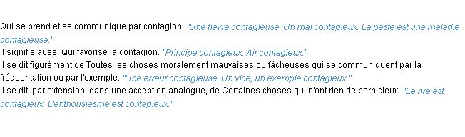 Définition contagieux ACAD 1932