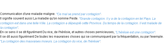 Définition contagion ACAD 1798