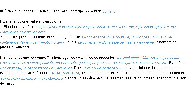 Définition contenance ACAD 1986