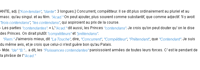 Définition contendant JF.Feraud