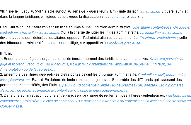 Définition contentieux ACAD 1986