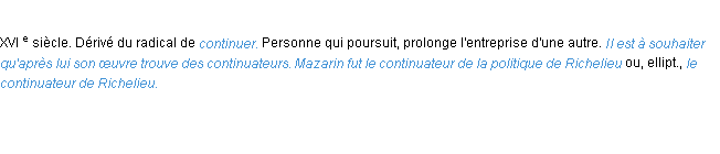 Définition continuateur ACAD 1986