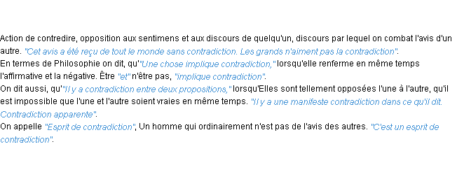 Définition contradiction ACAD 1798