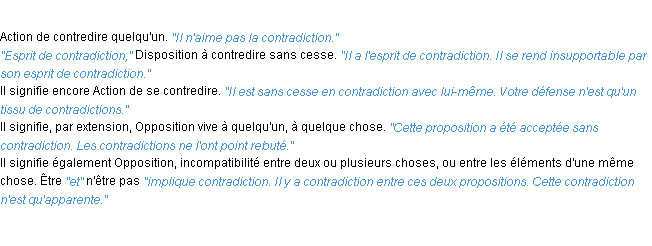 Définition contradiction ACAD 1932