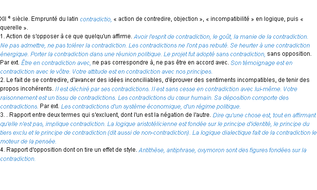 Définition contradiction ACAD 1986