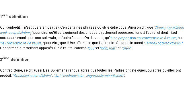 Définition contradictoire ACAD 1798