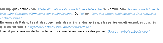 Définition contradictoire ACAD 1932