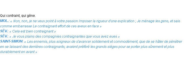 Définition contraignant Emile Littré