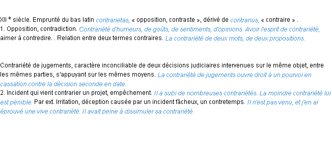 Définition contrariété ACAD 1986