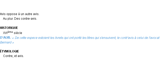 Définition contre-avis Emile Littré