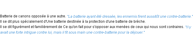 Définition contre-batterie ACAD 1835