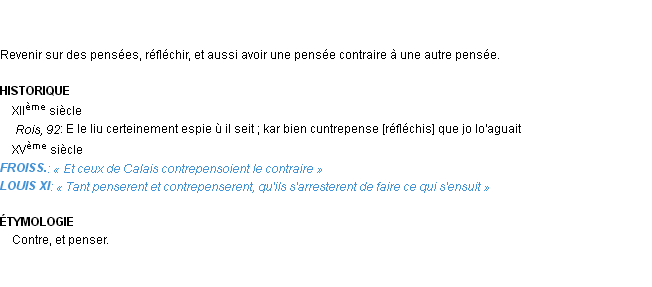 Définition contre-penser Emile Littré