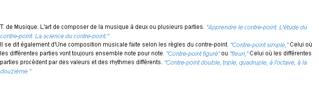 Définition contre-point ACAD 1835