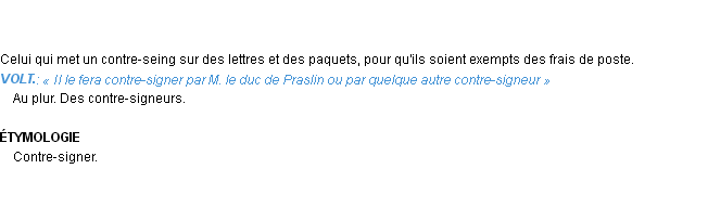 Définition contre-signeur Emile Littré