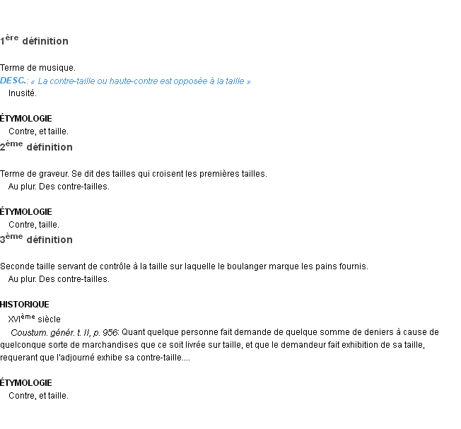 Définition contre-taille Emile Littré