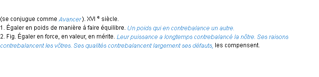 Définition contrebalancer ACAD 1986