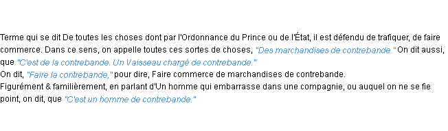 Définition contrebandé ACAD 1762