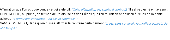 Définition contredit ACAD 1932