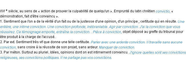 Définition conviction ACAD 1986