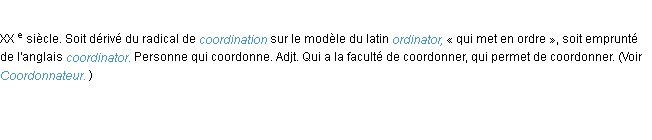 Définition coordinateur ACAD 1986
