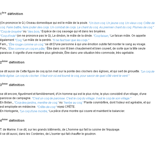 Définition coq ACAD 1835