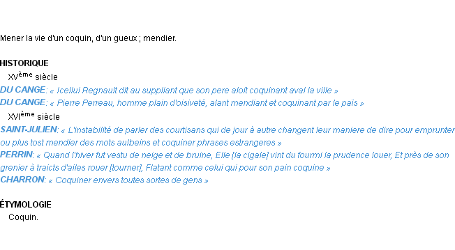 Définition coquiner Emile Littré