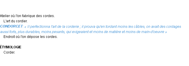 Définition corderie Emile Littré