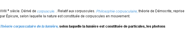 Définition corpusculaire ACAD 1986