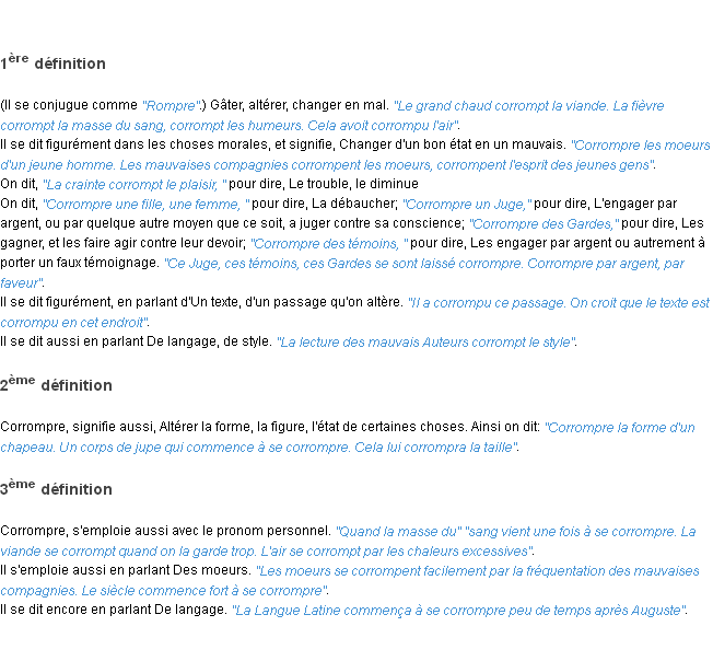 Définition corrompre ACAD 1798