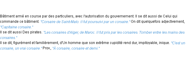 Définition corsaire ACAD 1835