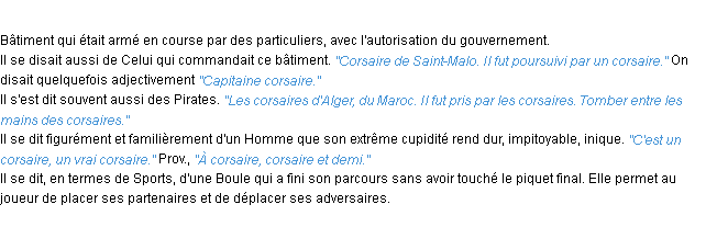 Définition corsaire ACAD 1932