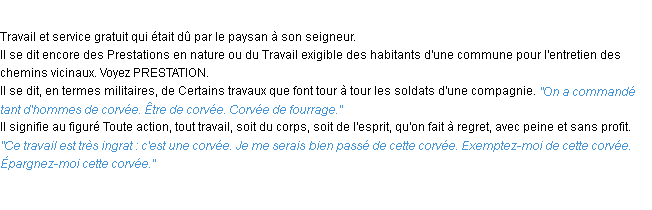 Définition corvée ACAD 1932