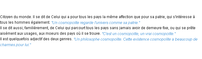 Définition cosmopolite ACAD 1835