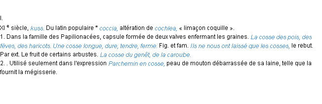 Définition cosse ACAD 1986