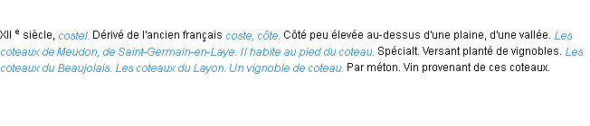 Définition coteau ACAD 1986