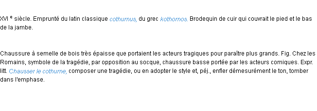 Définition cothurne ACAD 1986