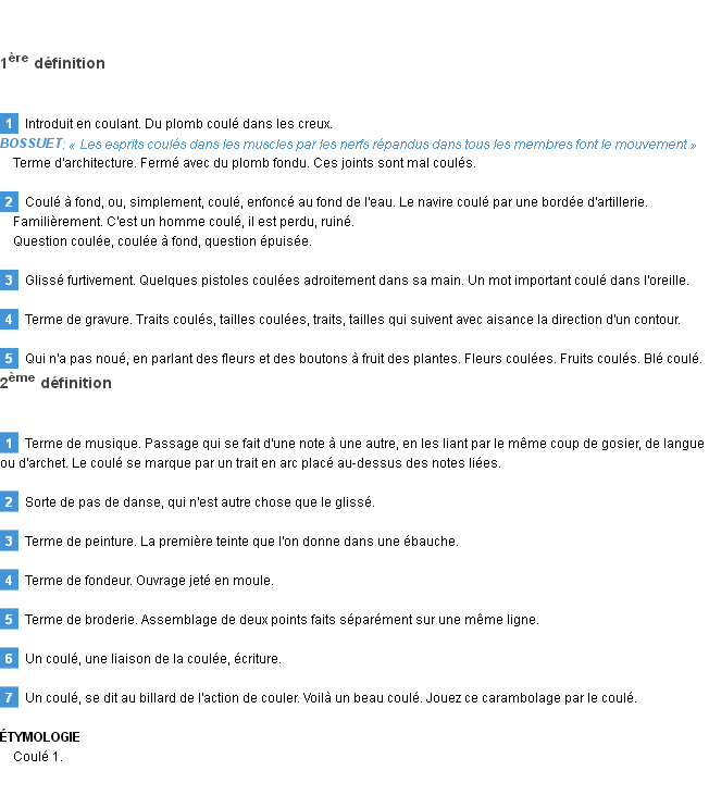 Définition coule Emile Littré